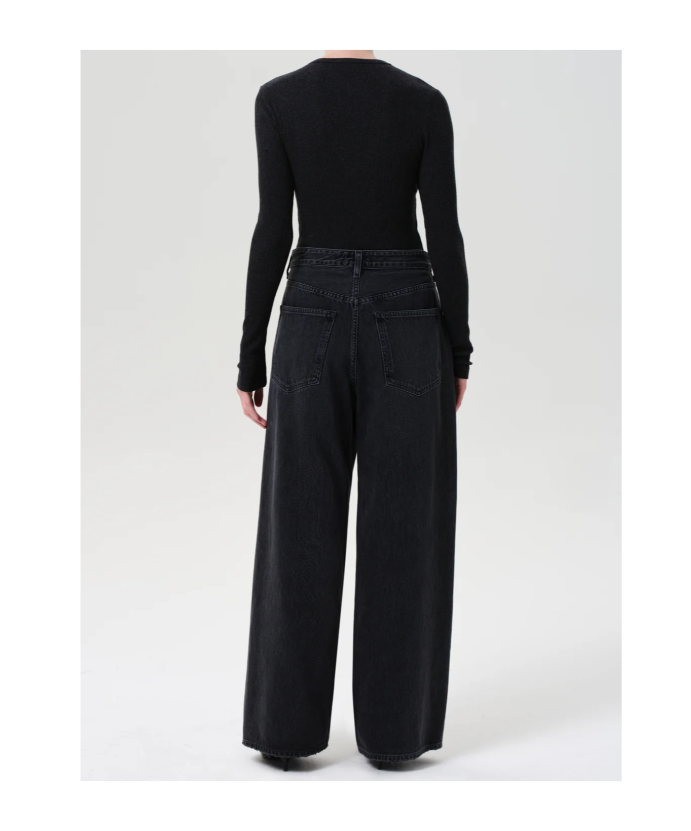 Agolde Pleated Detail Denim Trousers In Black