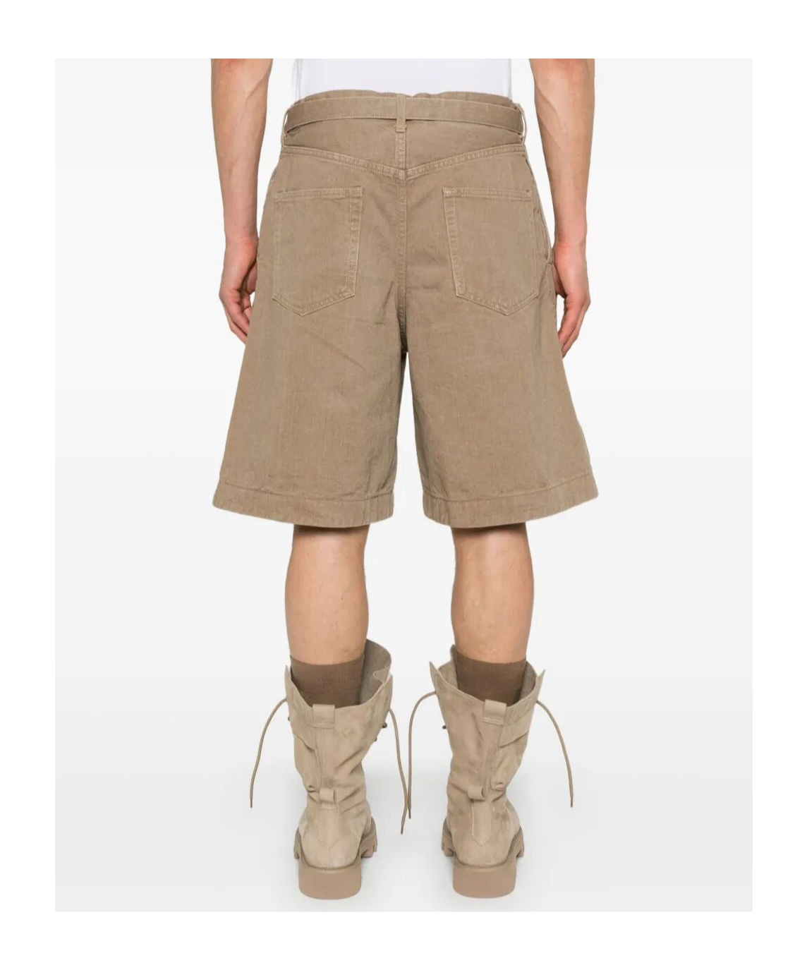 Sacai Belted Denim Bermuda Shorts In Neutral