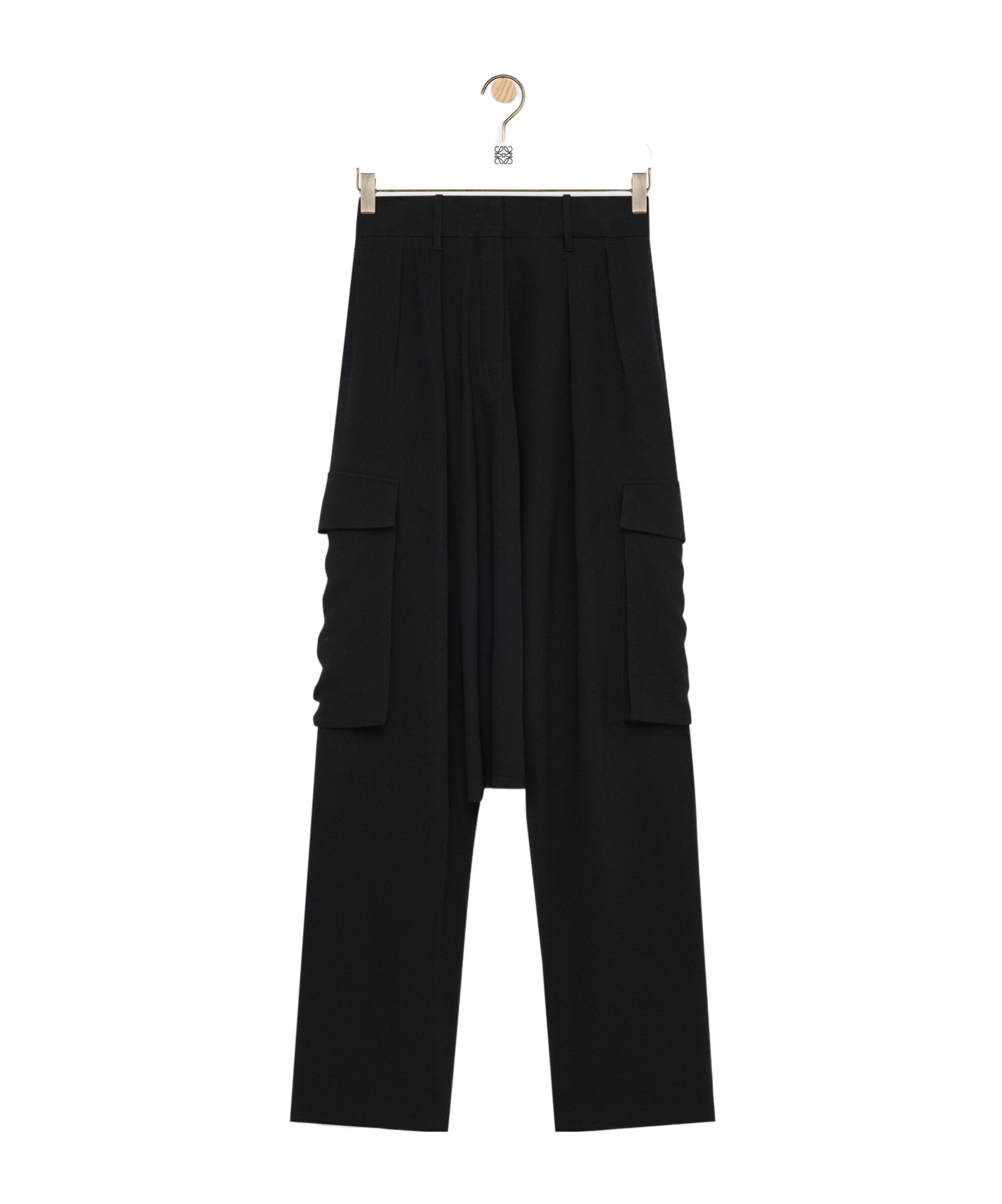 Loewe Womens Black Drop-crotch Woven Trousers In Black
