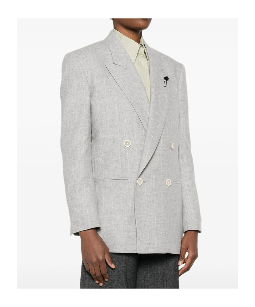 Lardini Double-breasted Blazer In Gray