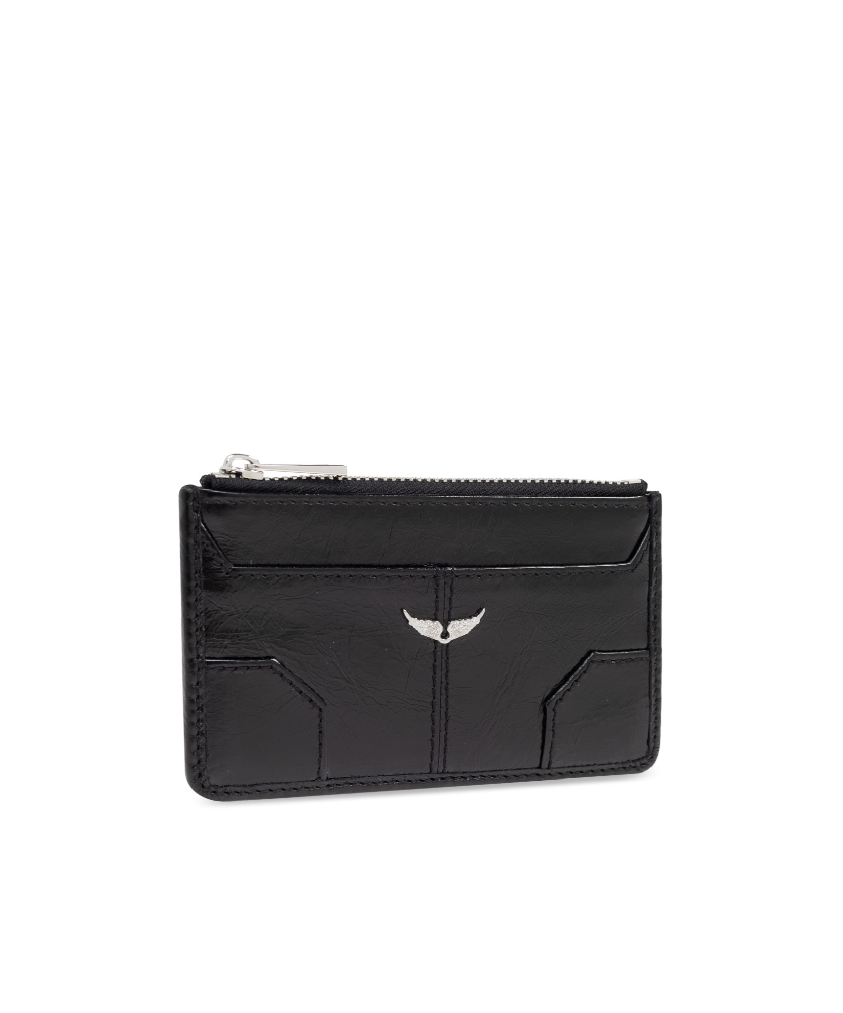 Zadig & Voltaire Sunny Leather Card Holder In Black