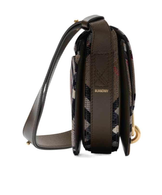 Burberry Bridle Small Check Saddle Shoulder Bag In Brown