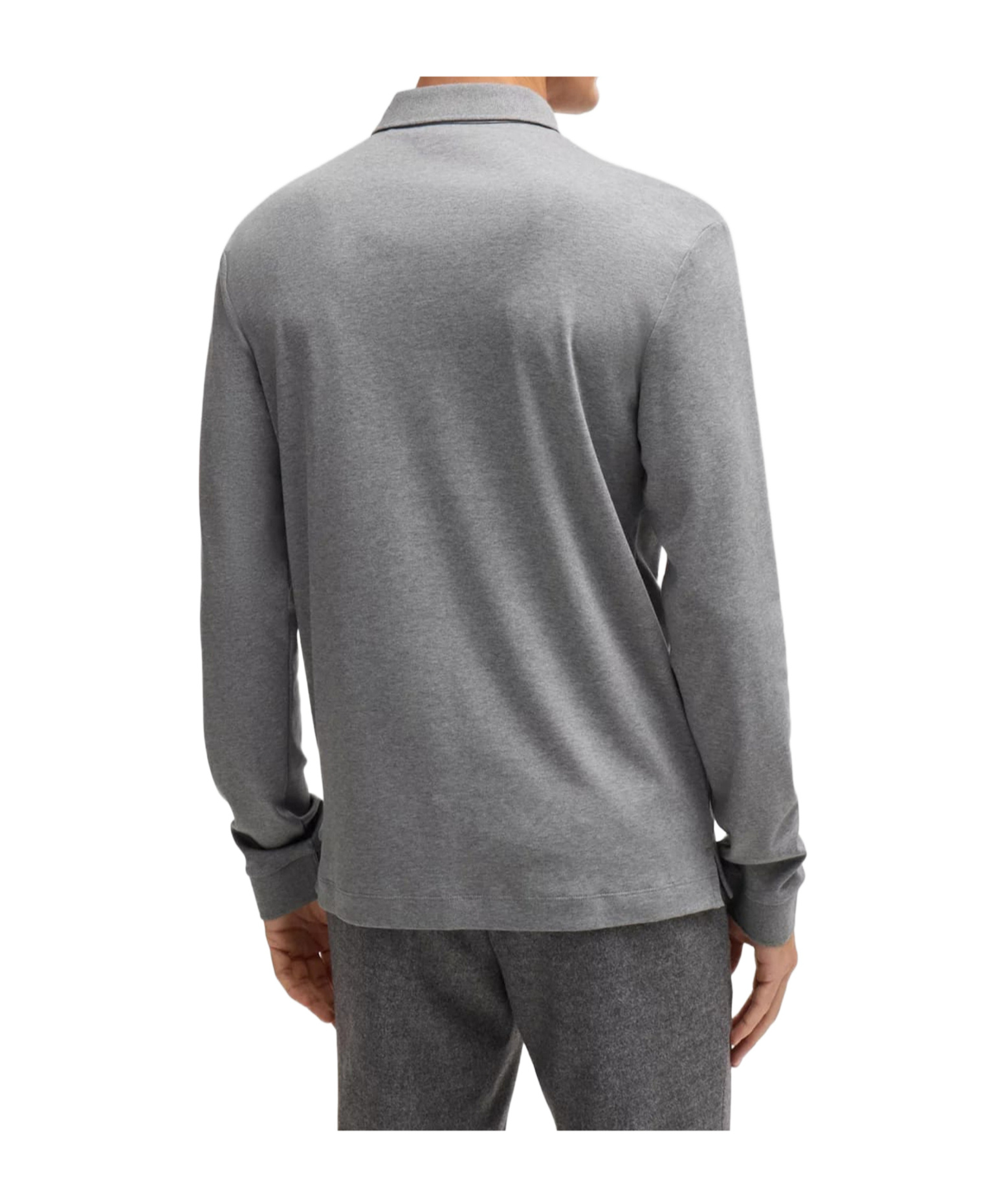 Hugo Boss Organic-cotton Polo Shirt With Embroidered Logo In Gray