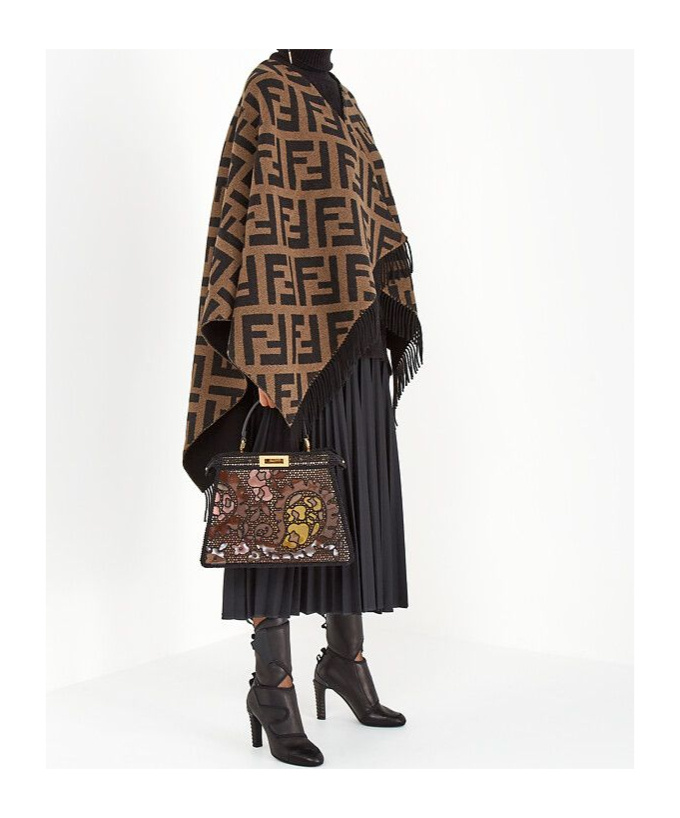 Fendi Monogram Pattern Cape In Black