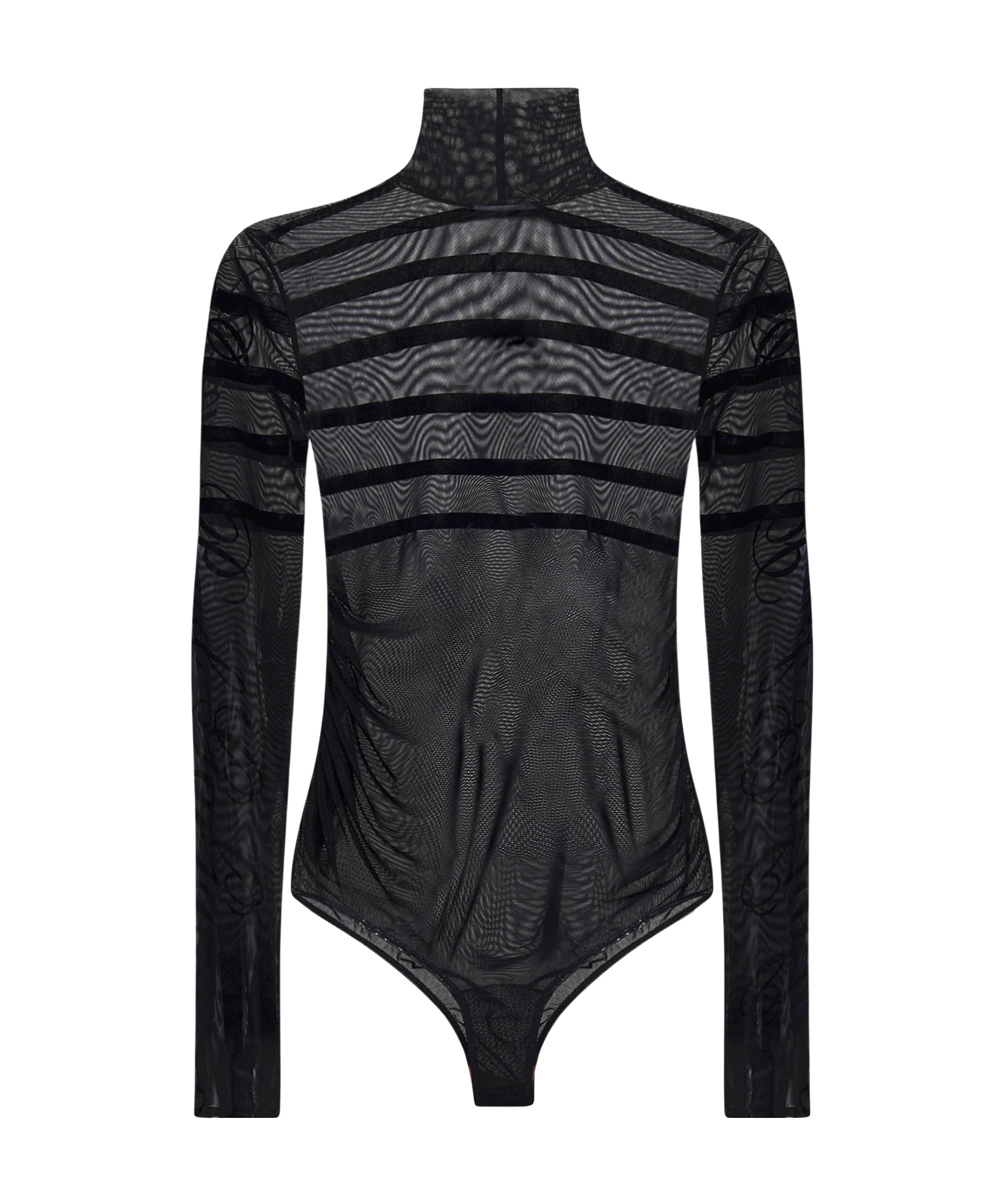 Jean Paul Gaultier Drapped Mesh Body With Flock Gaultier And Mariniere In Black