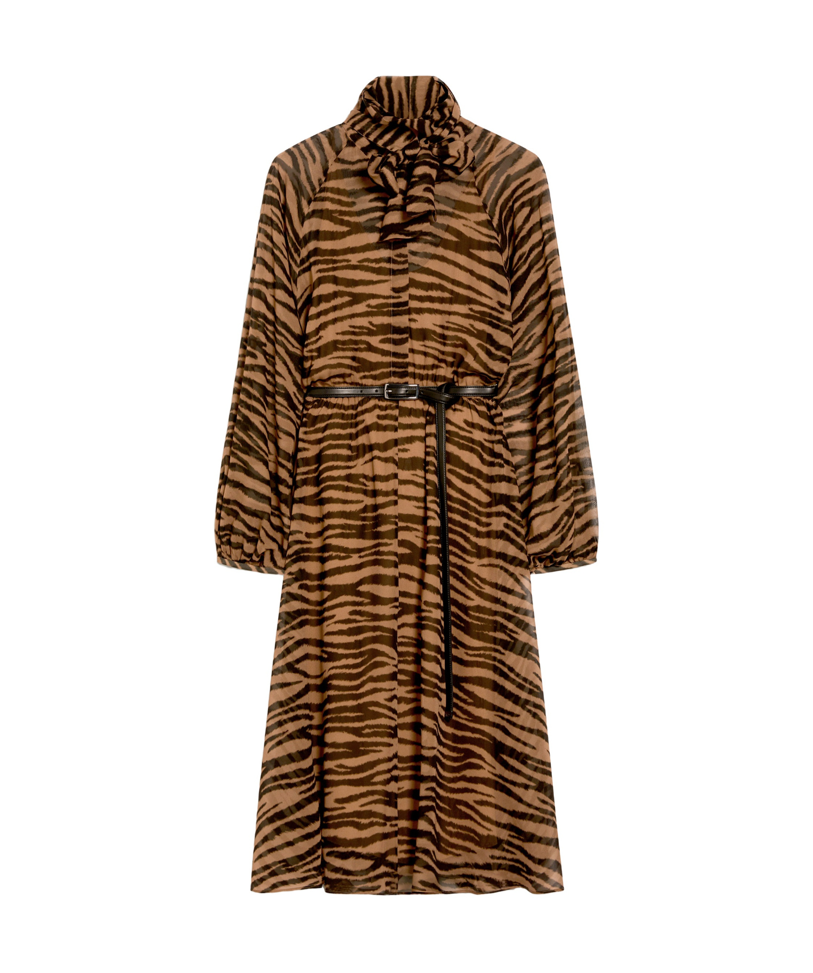 Max Mara Studio Woman Midi Dress Camel Size 8 Silk In Brown