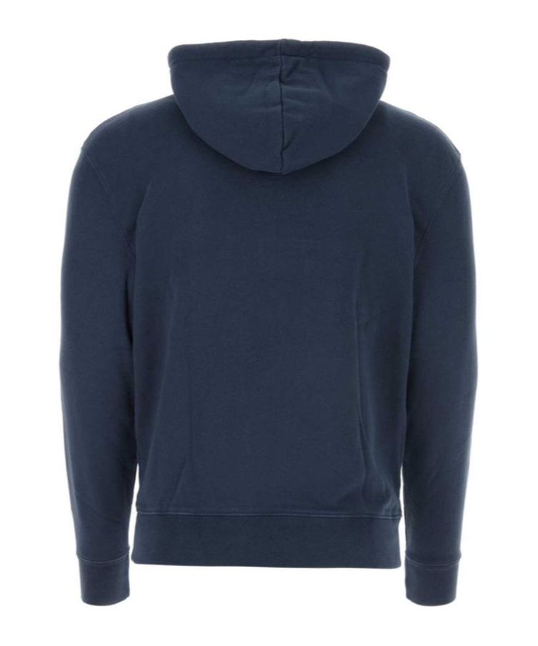 Shop Maison Kitsuné Fox Head Patch Drawstring Hoodie In Blue