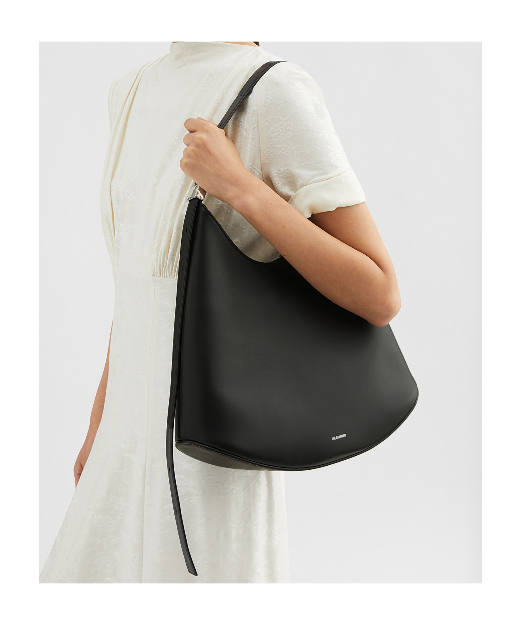 Jil Sander Crescent-shaped Shoulder Bag With Adjustable Strap In Black