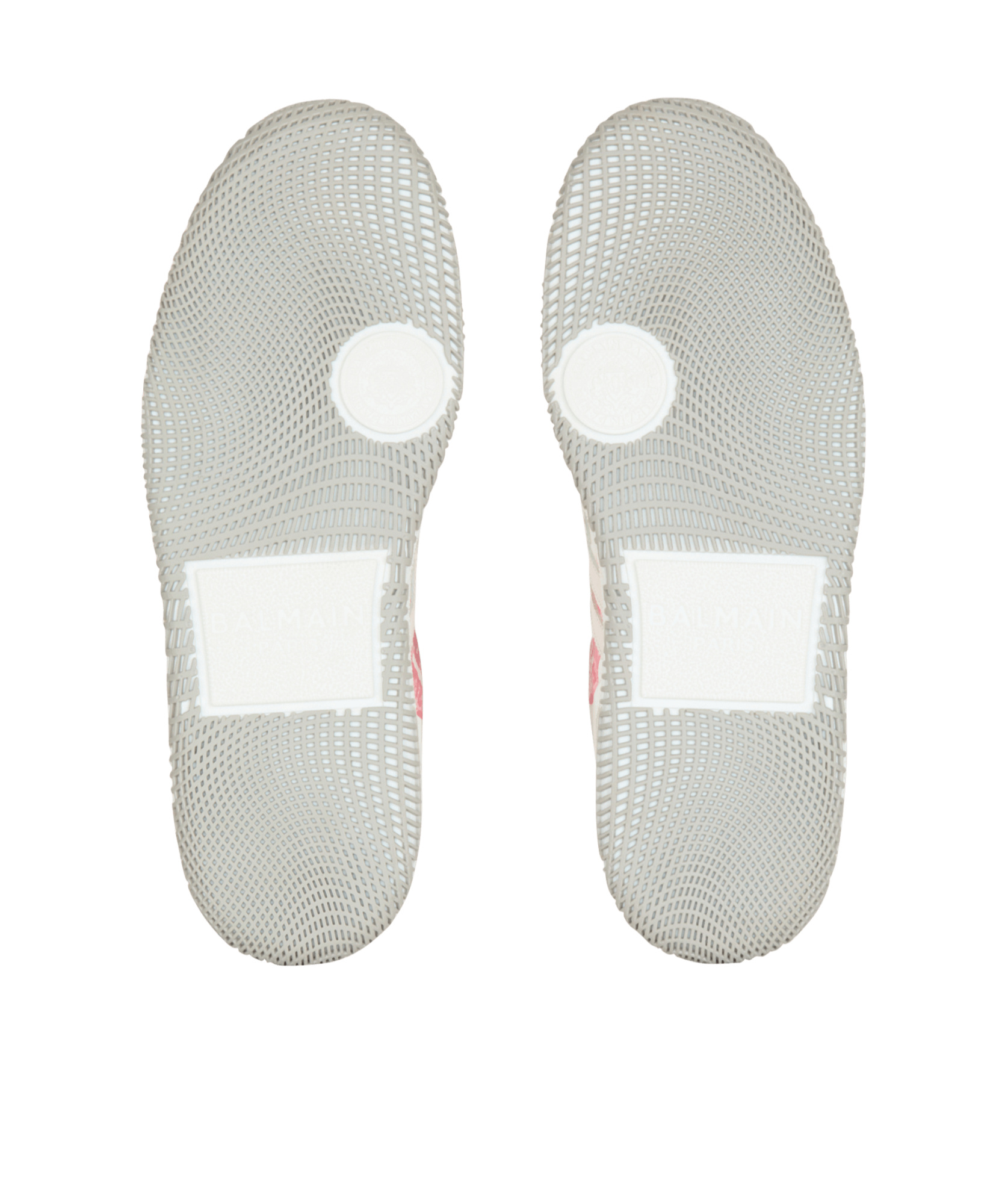 Balmain Swan Sneakers In Leather And Suede Color White And Red In White