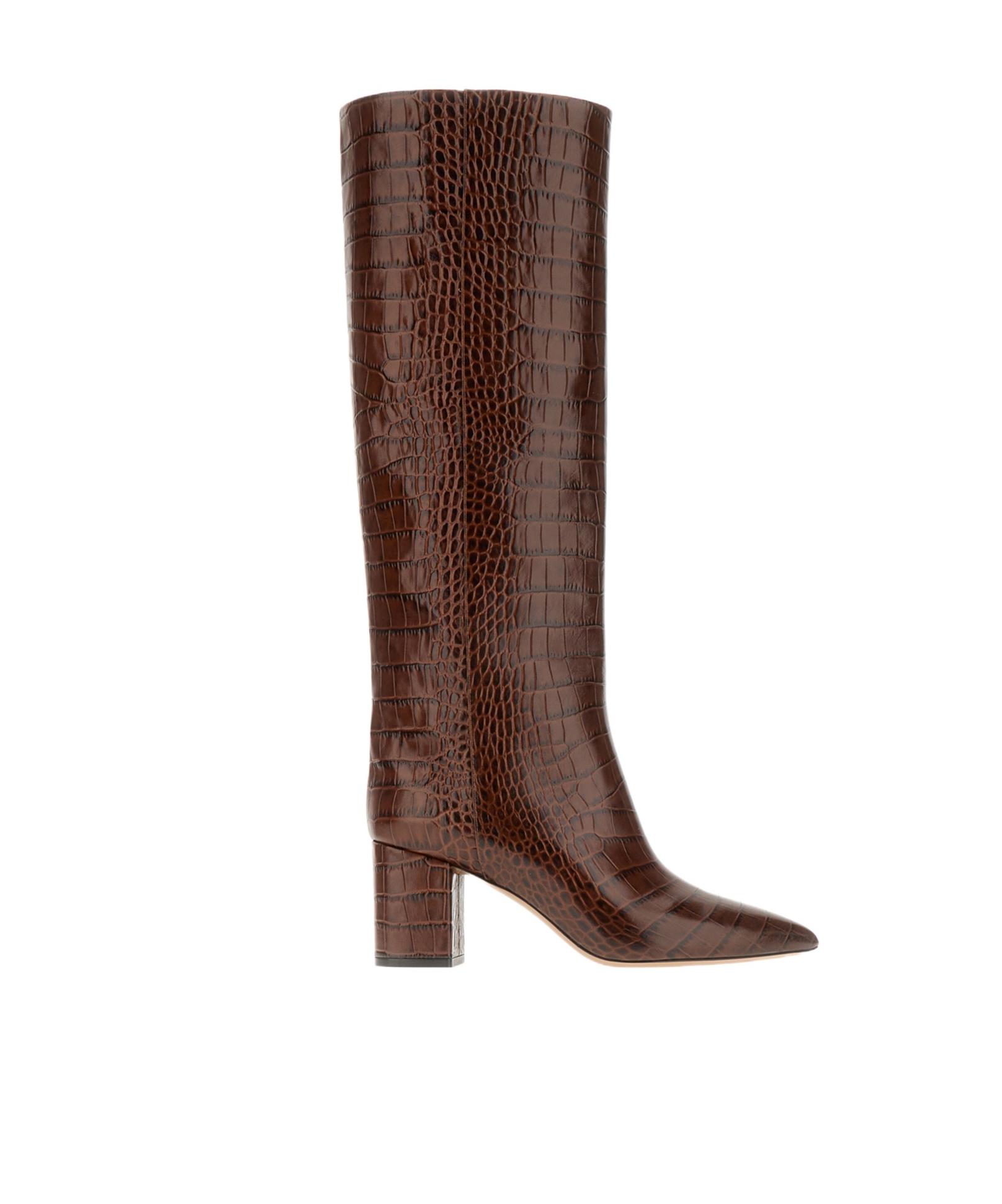 Paris Texas Anja Croco Block-heel Knee Boots In Brown