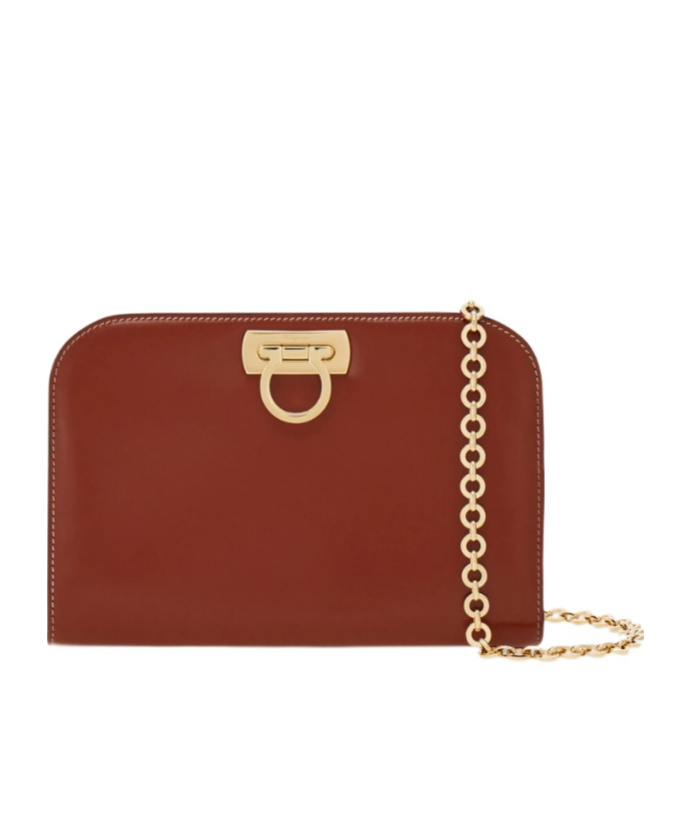 Ferragamo Diana Clutch In Brown
