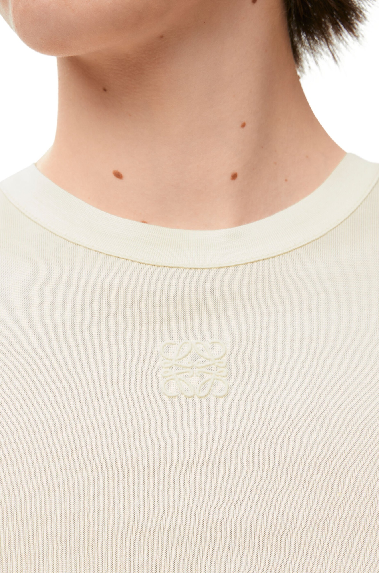 Loewe Anagram-embroidered Knotted T-shirt In Nude