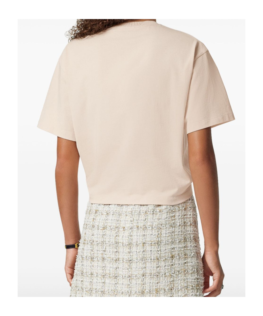 Versace Cropped T-shirt With Twist Detail And Safety Pin Logo In Nude