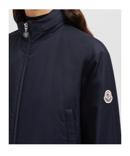 Shop Moncler Janze Hooded Twill Short Down Jacket In Blue
