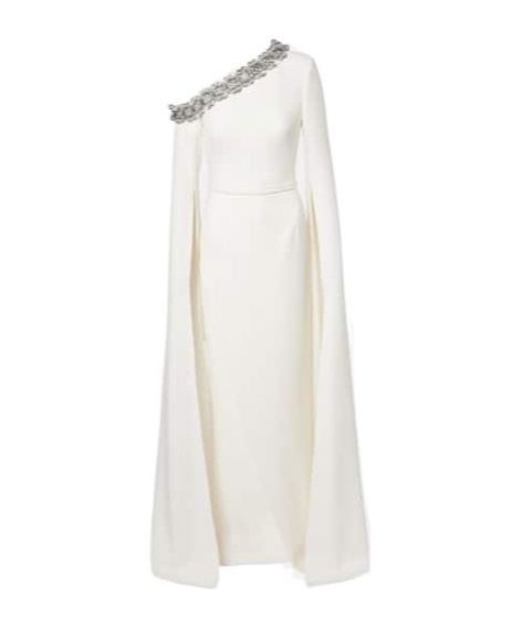 Safiyaa London Rinna Floral-appliqué One-shoulder Gown In White