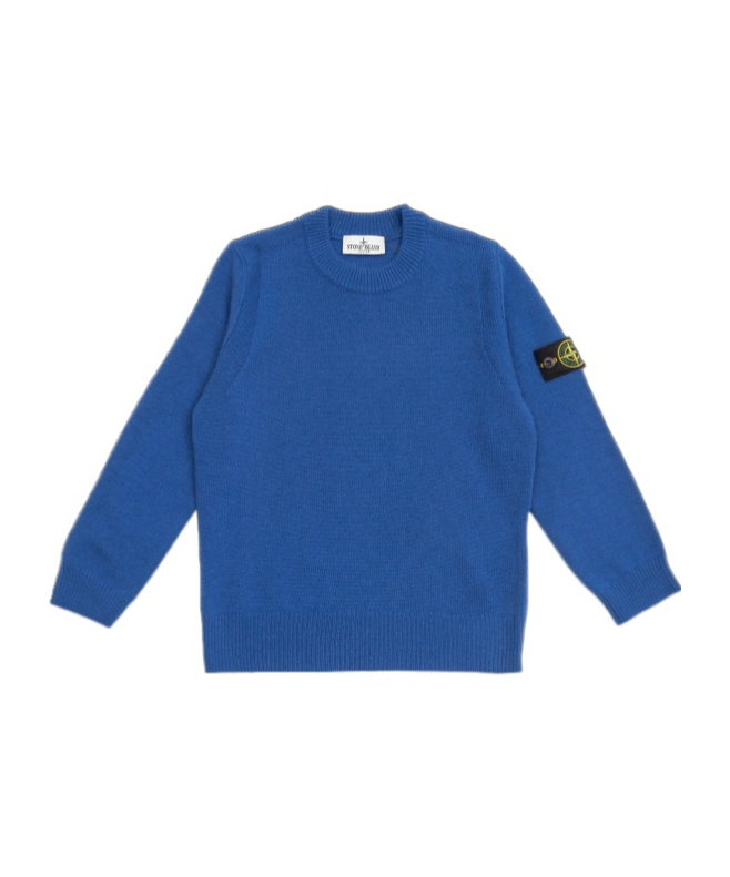 Stone Island Logo Badge Crewneck Sweatshirt In Blue