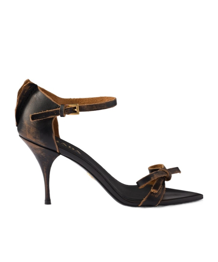 Prada Leather Bow Sandals In Multi