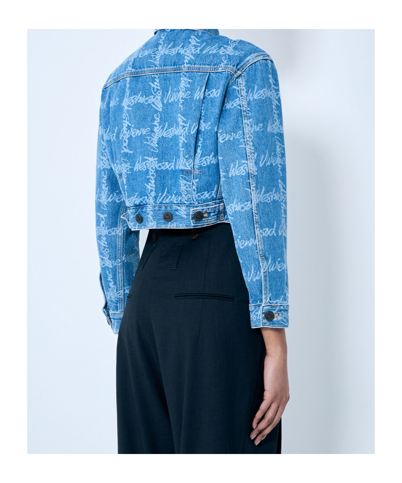 Vivienne Westwood Cropped Indigo Blue Jacket With Flap Pockets In Blue