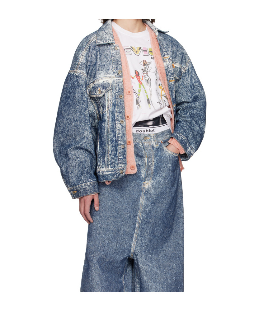 Doublet Long-sleeved Denim Coat In Gray