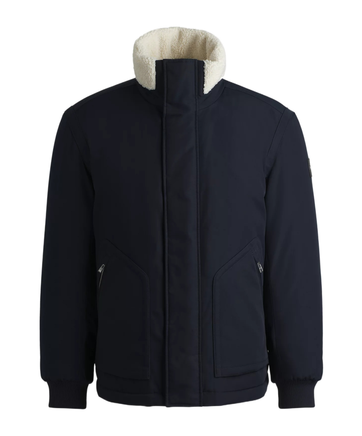 Hugo Boss Water-repellent Jacket With Faux-fur Collar In Black