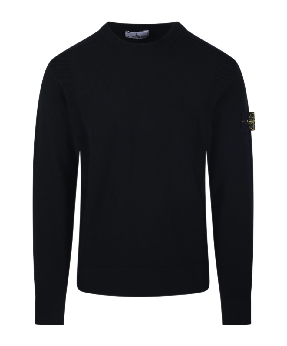 Shop Stone Island Compass-badge Wool Blend Jumper In Black