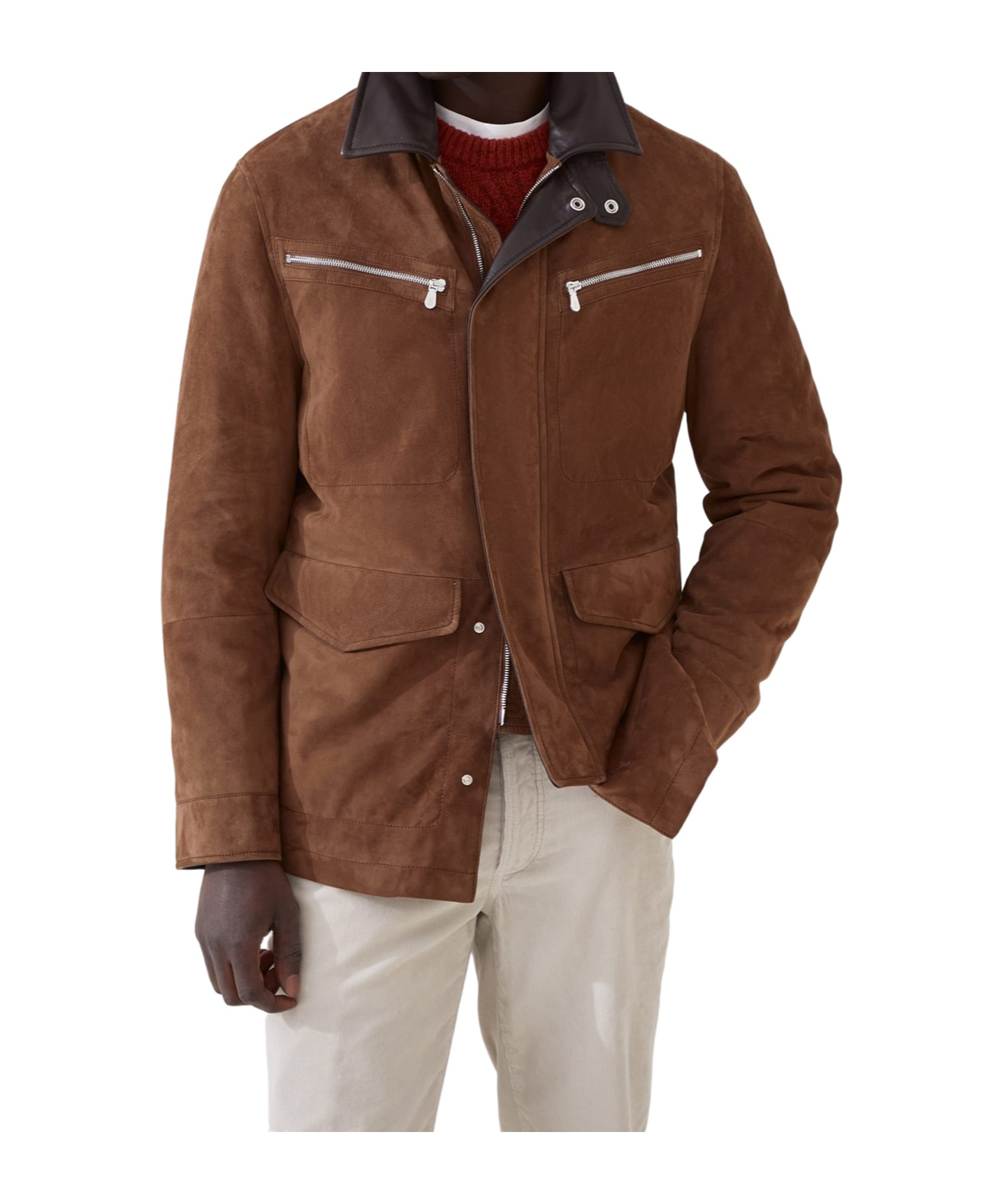 Brunello Cucinelli Suede Jacket In Light Brown
