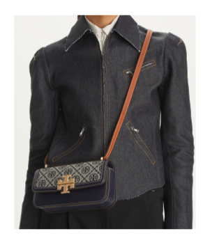 Tory Burch Small T Monogram Eleanor Shoulder Bag In Black