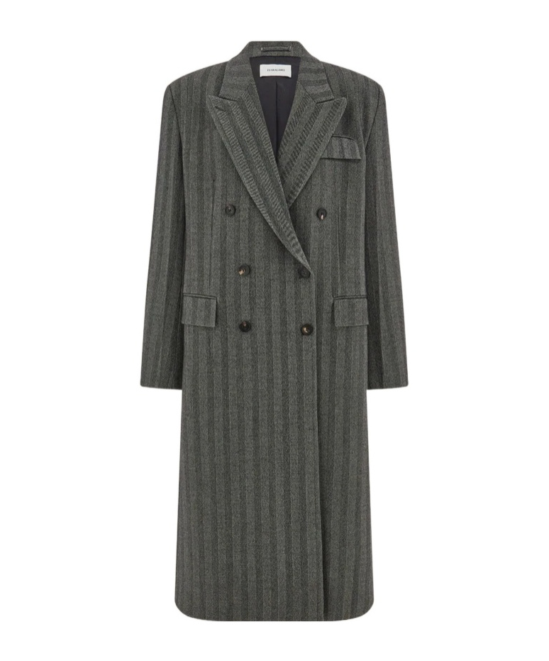 Ferragamo Oversize Chevron Coat In Gray