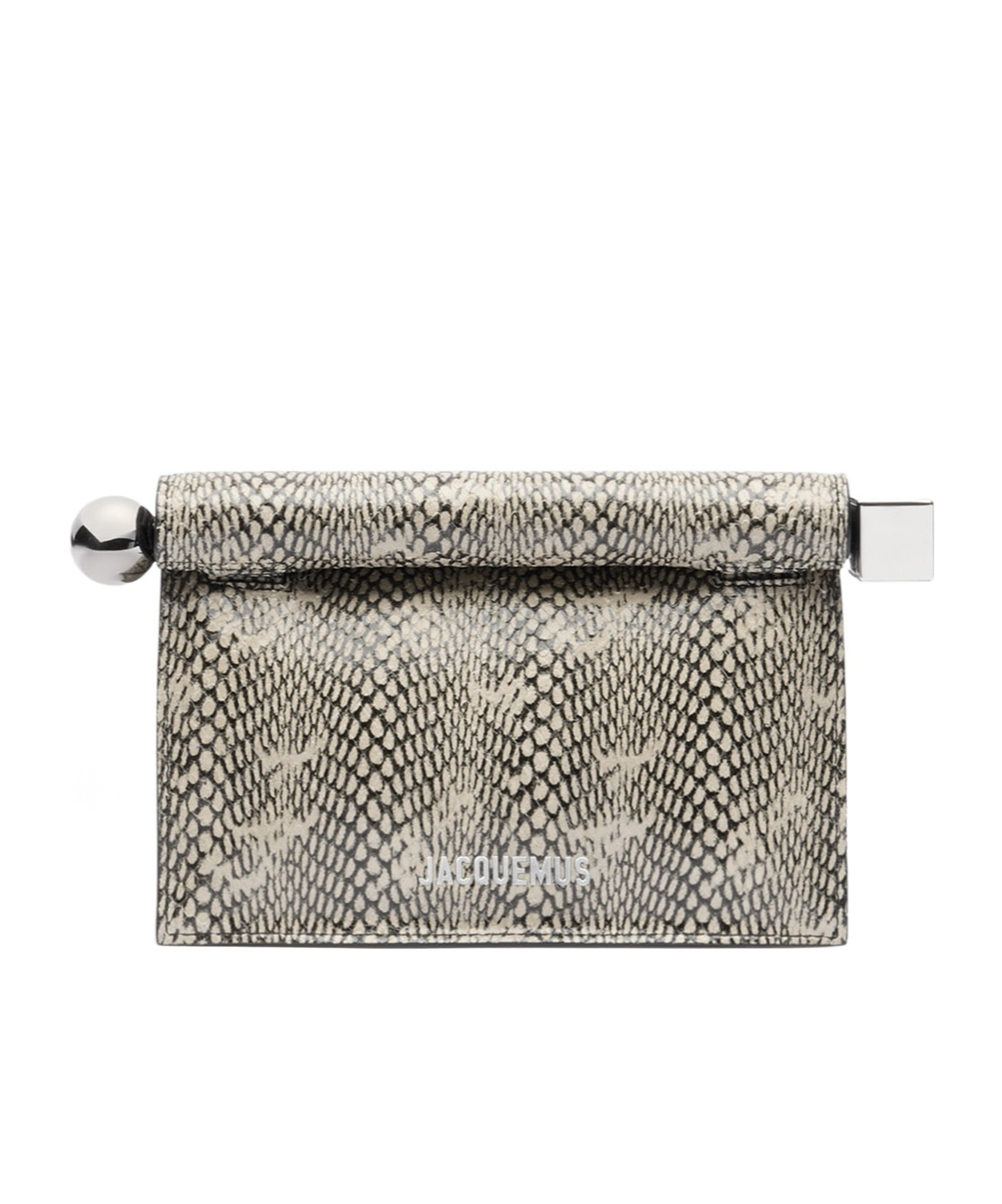 Jacquemus La Petite Pochette Snake Print Clutch In Gray