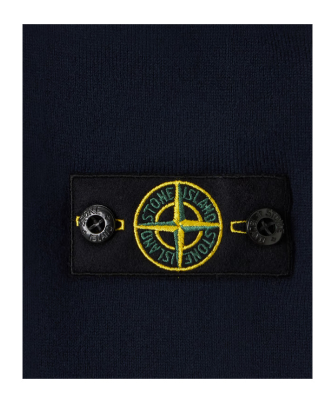 Stone Island Long-sleeve Polo Shirt With Ribbed Details In Blue