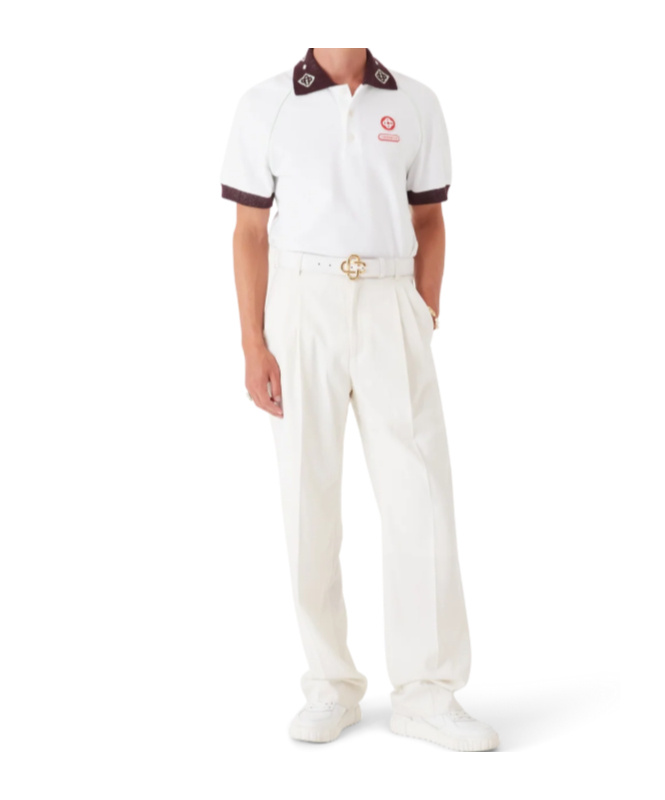 Casablanca Oversized Polo Shirt Featuring Pointed Collar In White