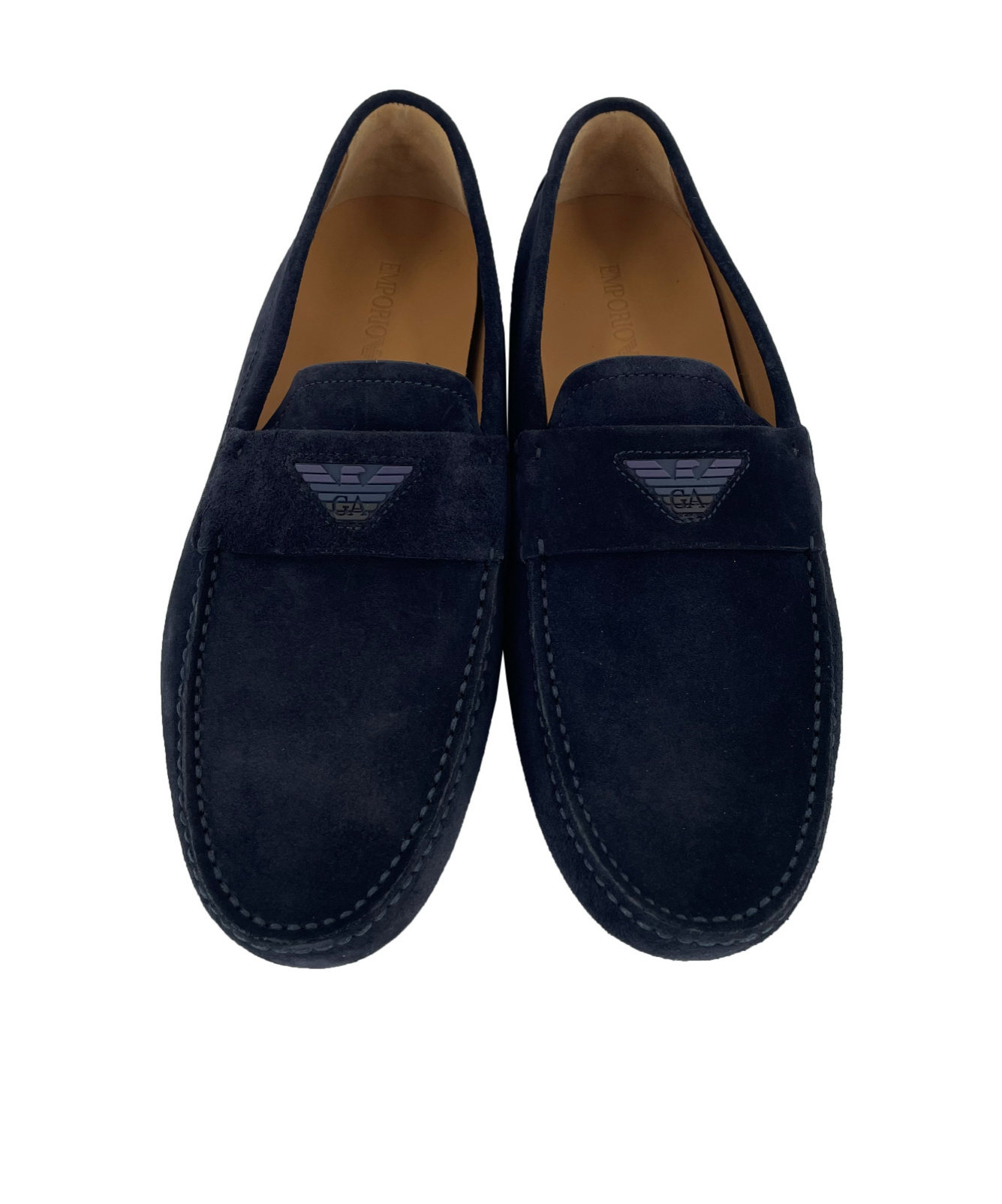 Emporio Armani Eagle Label Round-head Loafers In Black