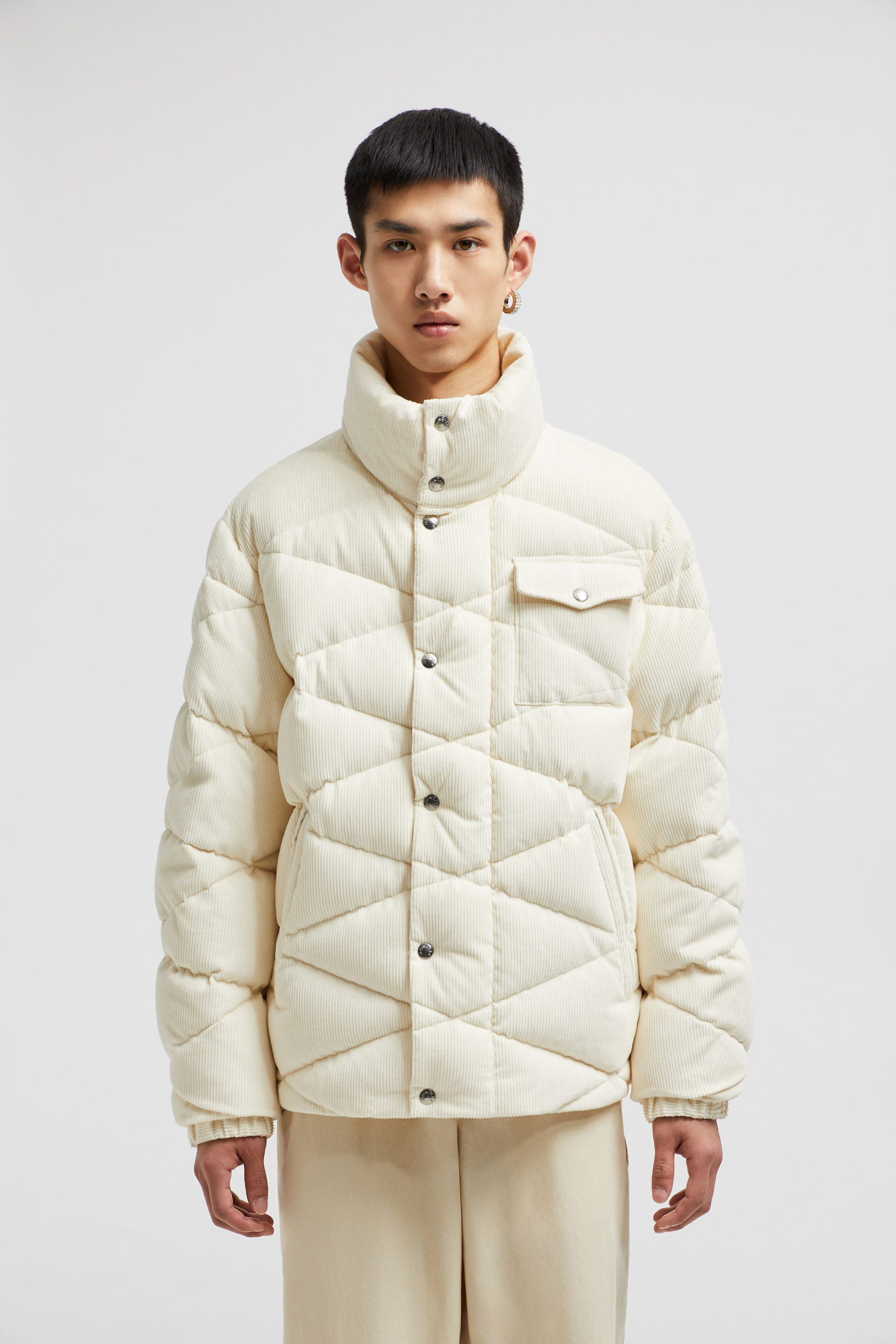 Moncler Kaver Corduroy Padded Jacket In White