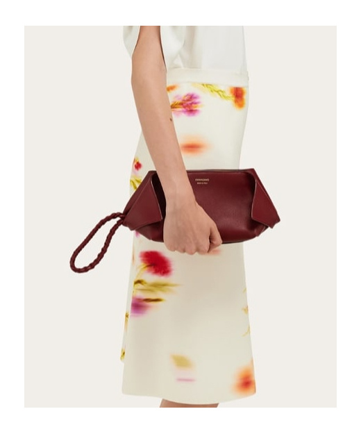 Ferragamo Fold Side Clutch In Red