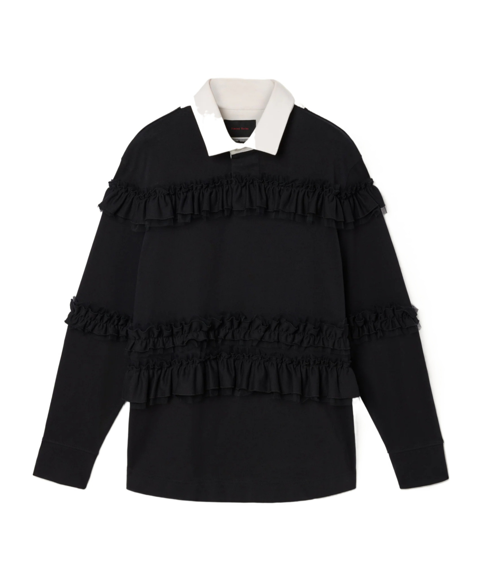 Simone Rocha Ruffled Rugby Polo Shirt In Black