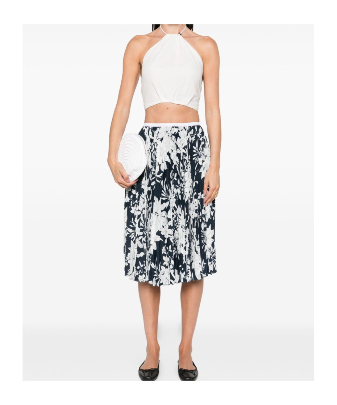 N°21 Pleated Floral-print Midi Skirt In Black