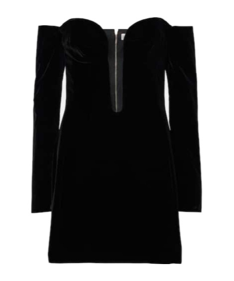 Nina Ricci Off-the-shoulder Tulle-trimmed Velvet Mini Dress In Black