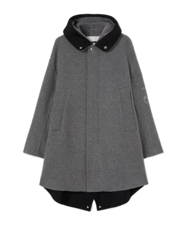 Jil Sander Jw-print Hooded Parka Coat In Gray