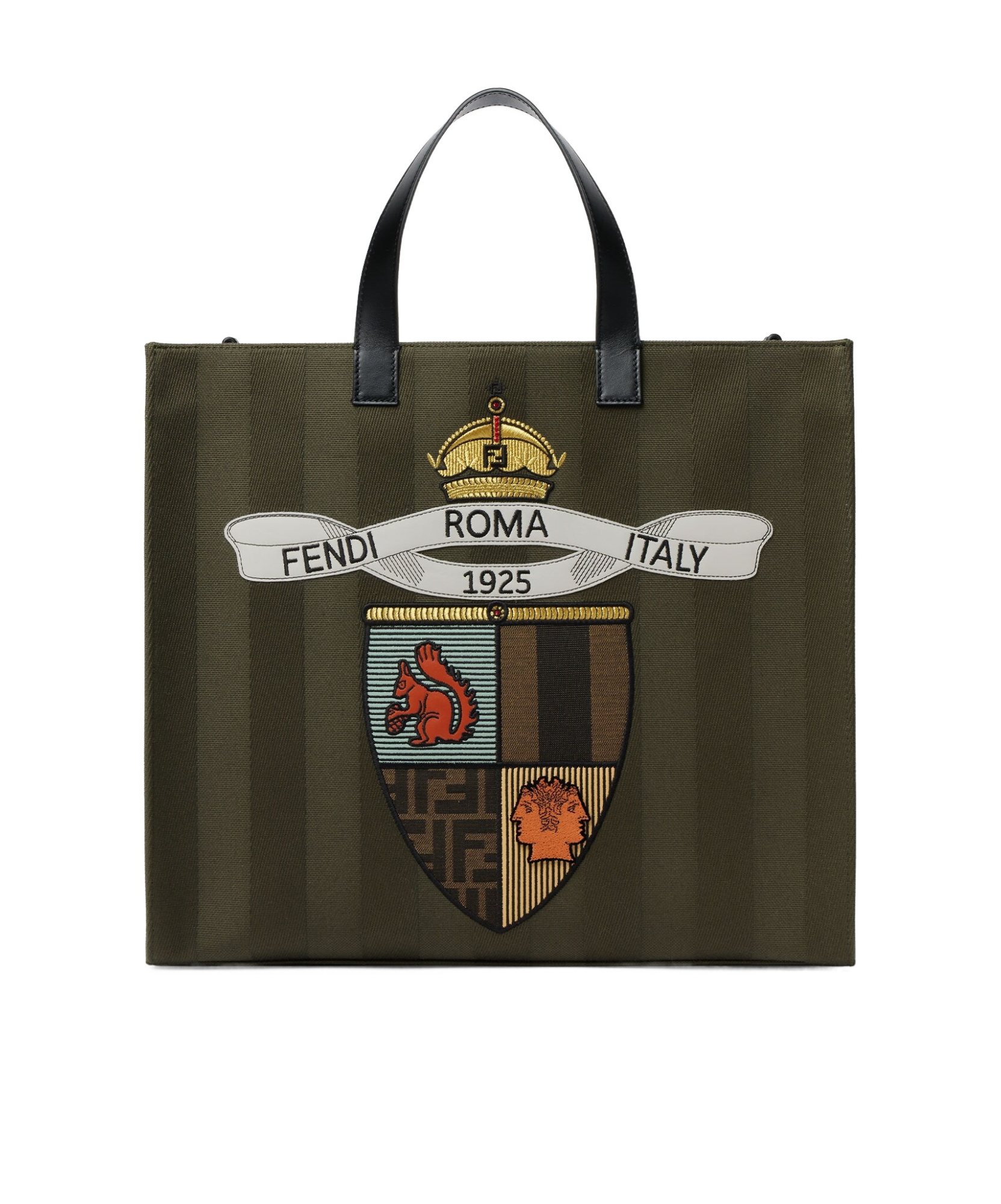 Fendi Structured Tote Bag With Detachable Strap And Top Handles In Black