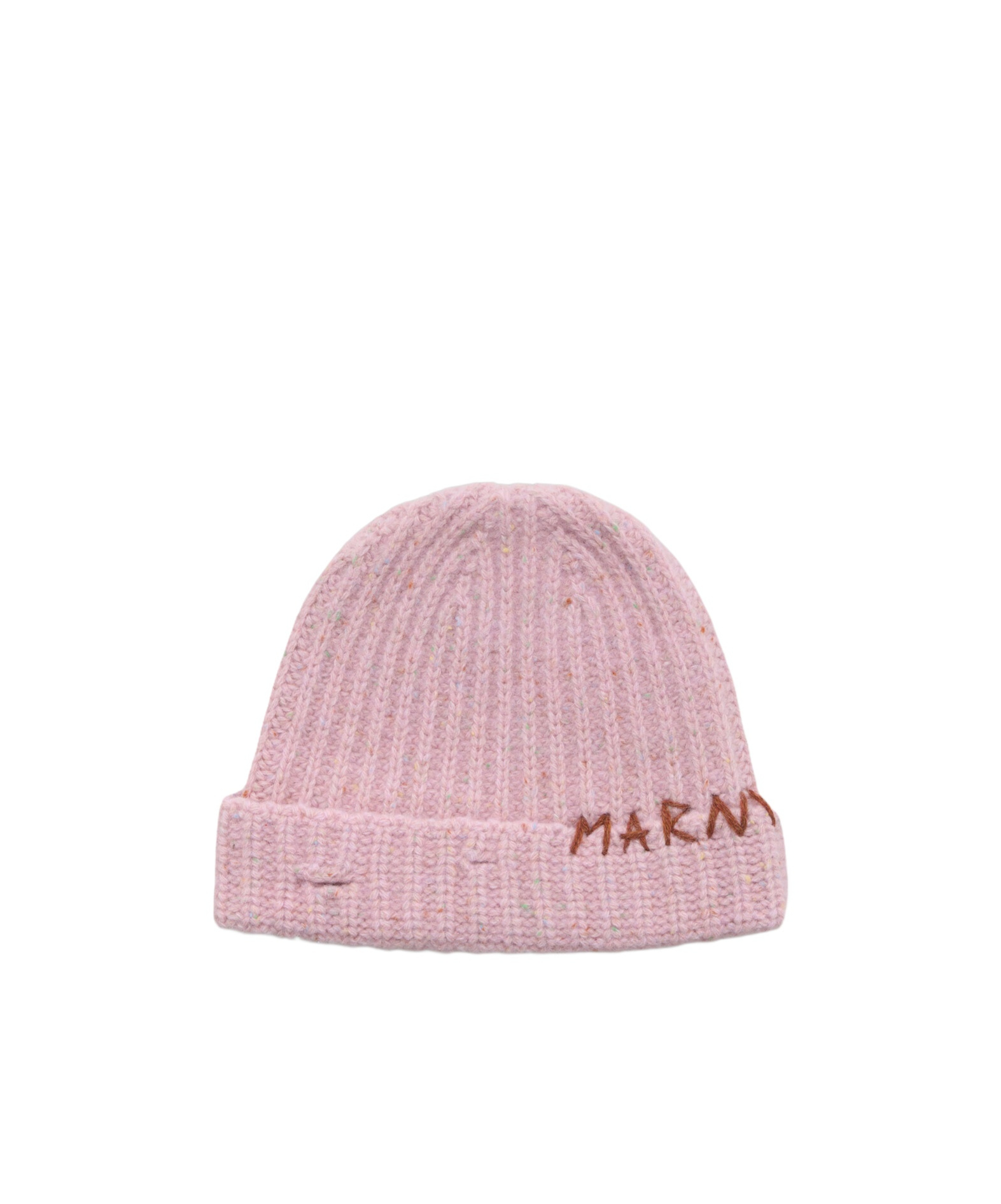 Marni Logo-embroidered Ribbed-knit Beanie In Pink