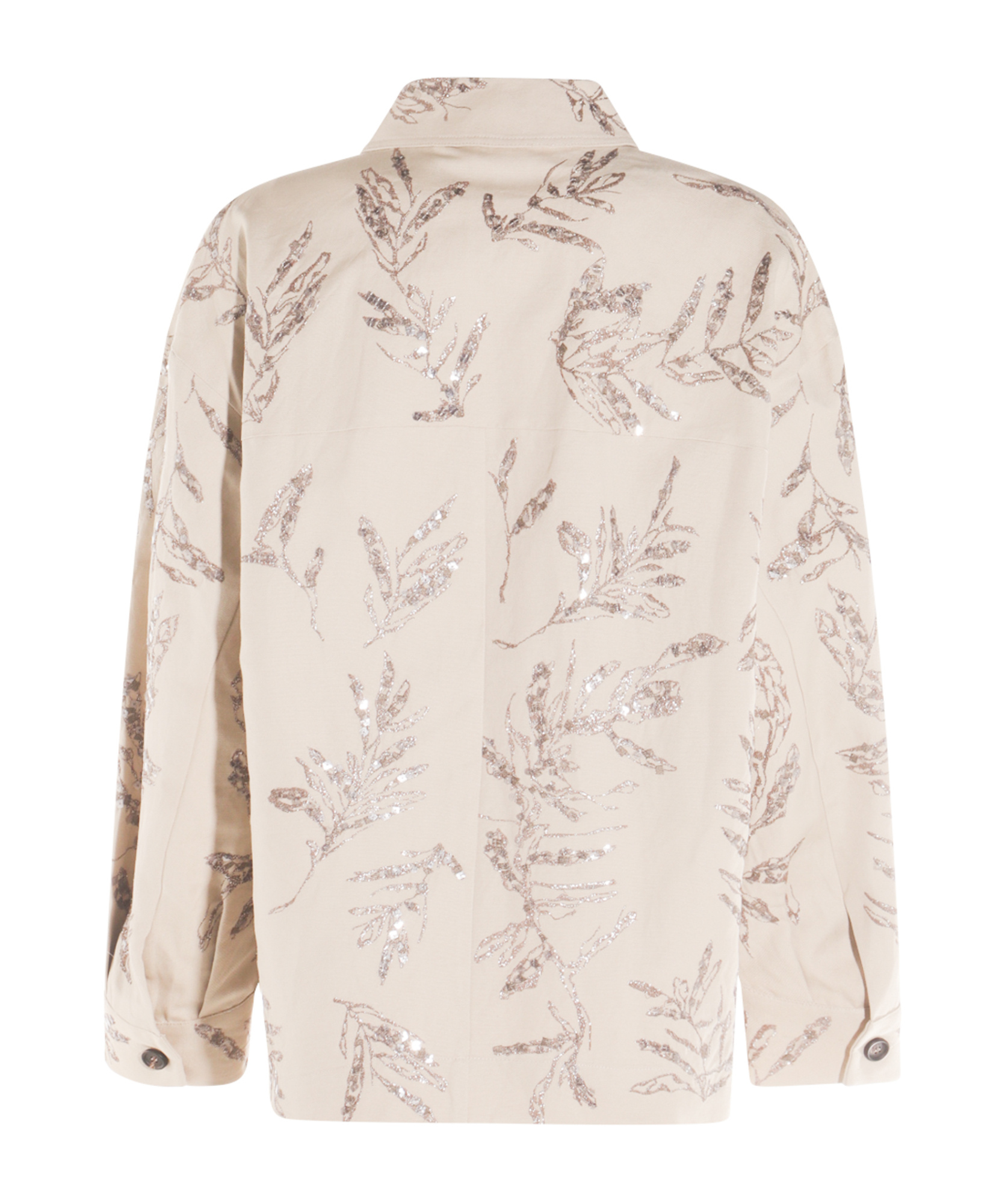 Brunello Cucinelli Sequin Embellished Casual Top With Buttoned Cuffs In Nude