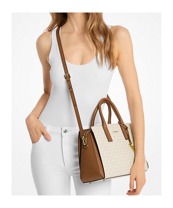 Michael Kors Medium Logo Crossbody Bag In White