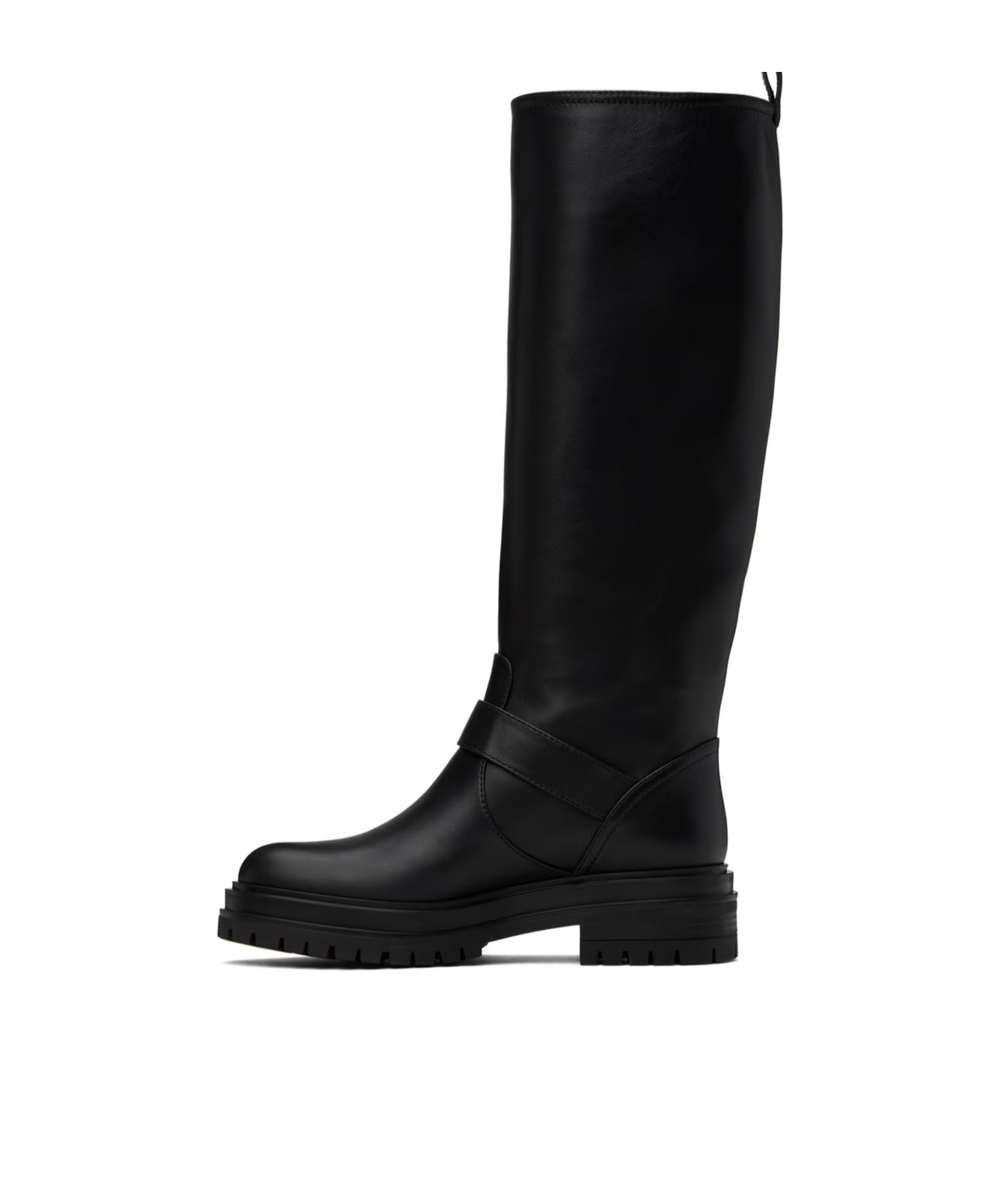 Gianvito Rossi Leather Buckle Lug-sole Moto Boots In Black