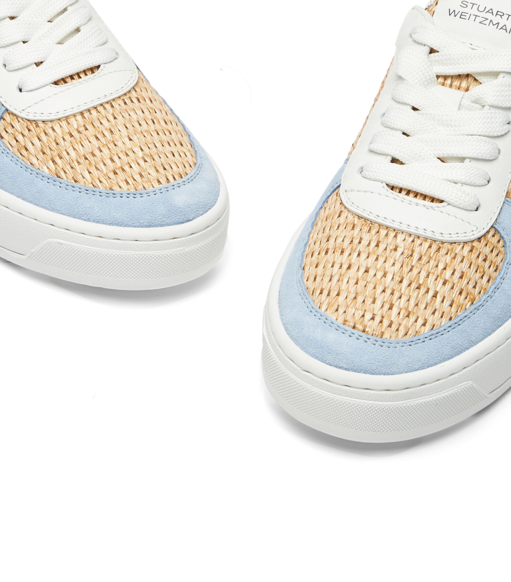 Stuart Weitzman Courtside Panelled Raffia Sneakers In White