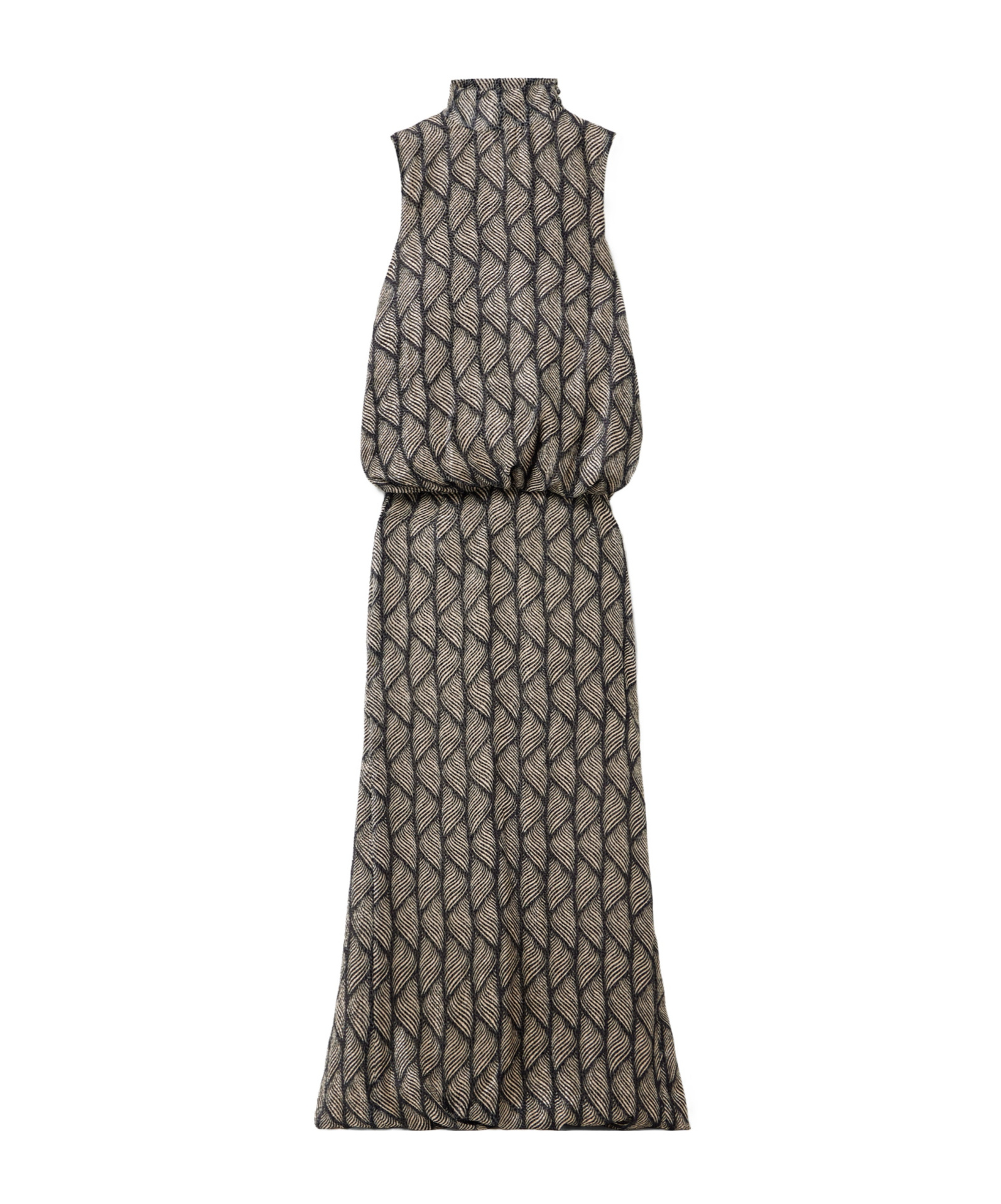 Dries Van Noten Gathered Printed Devoré-velvet Gown In Gray