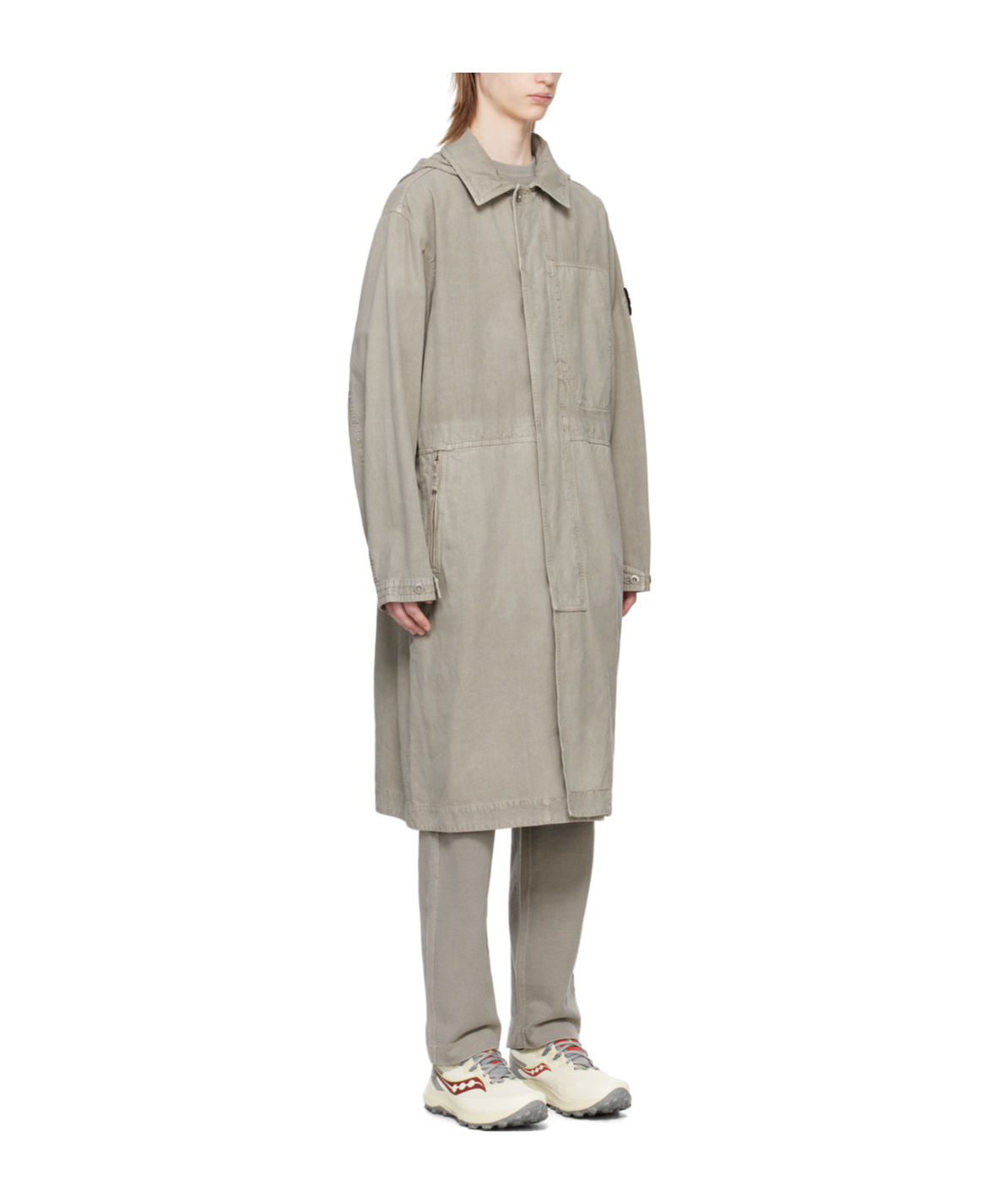 Stone Island Gray Patch Coat In Gray
