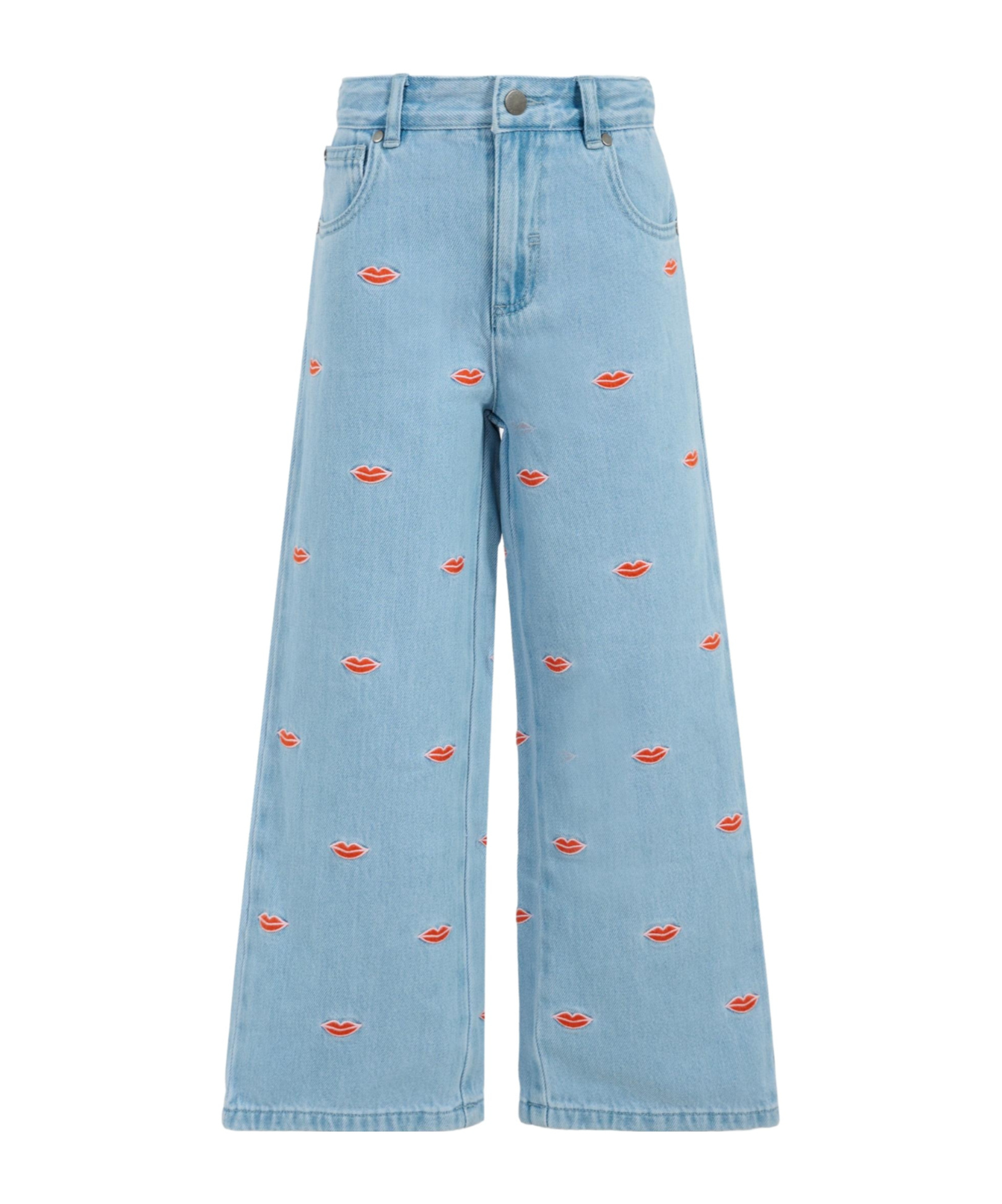 Stella Mccartney Ide-leg Jeans With Embroidery Kids In Blue