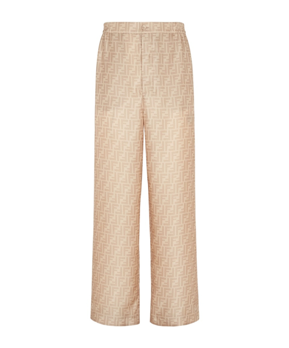 Fendi Ff Patterned Pants In Nude
