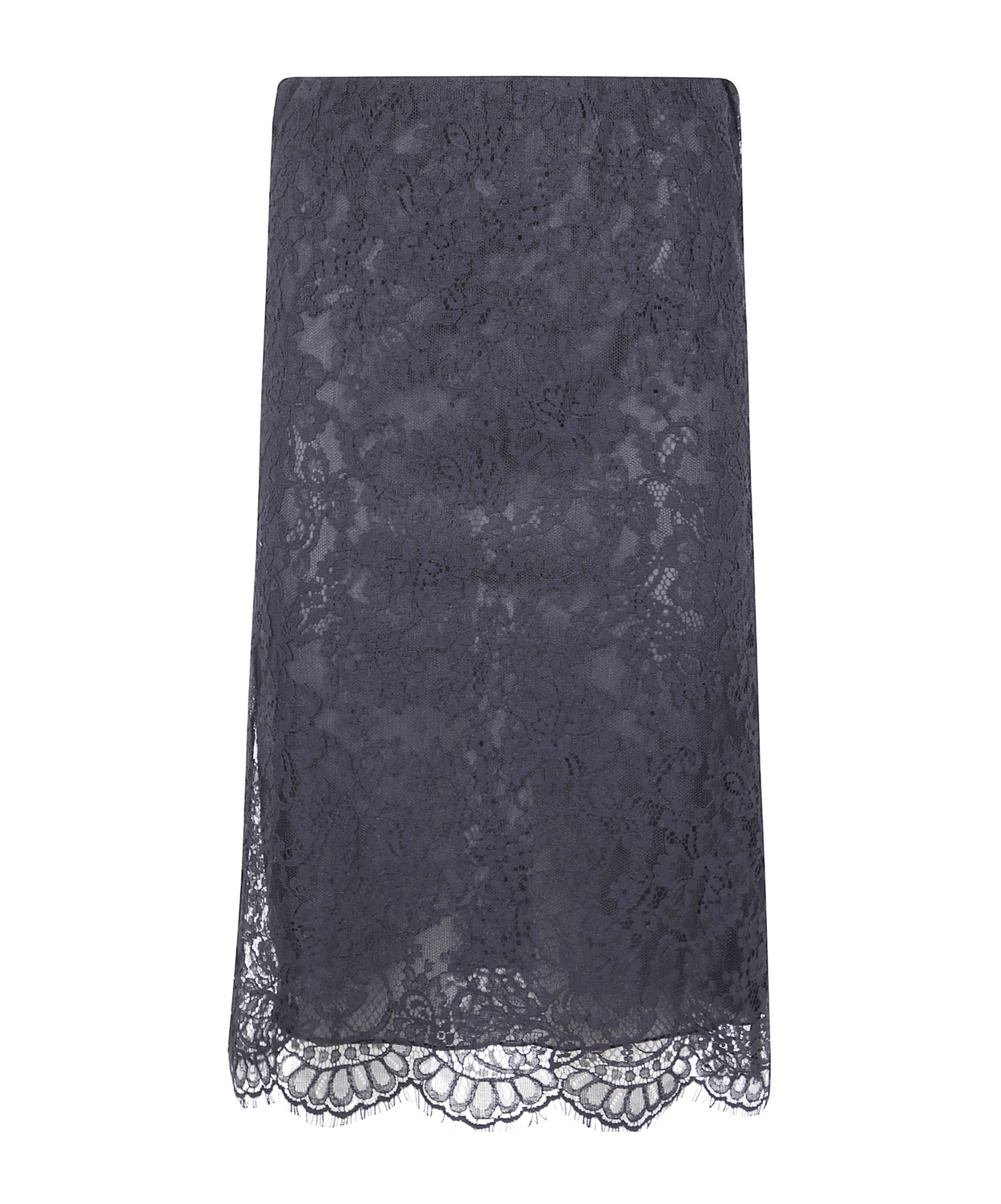 Semicouture Sheer Lace Overlay Skirt With Scalloped Hem In Blue