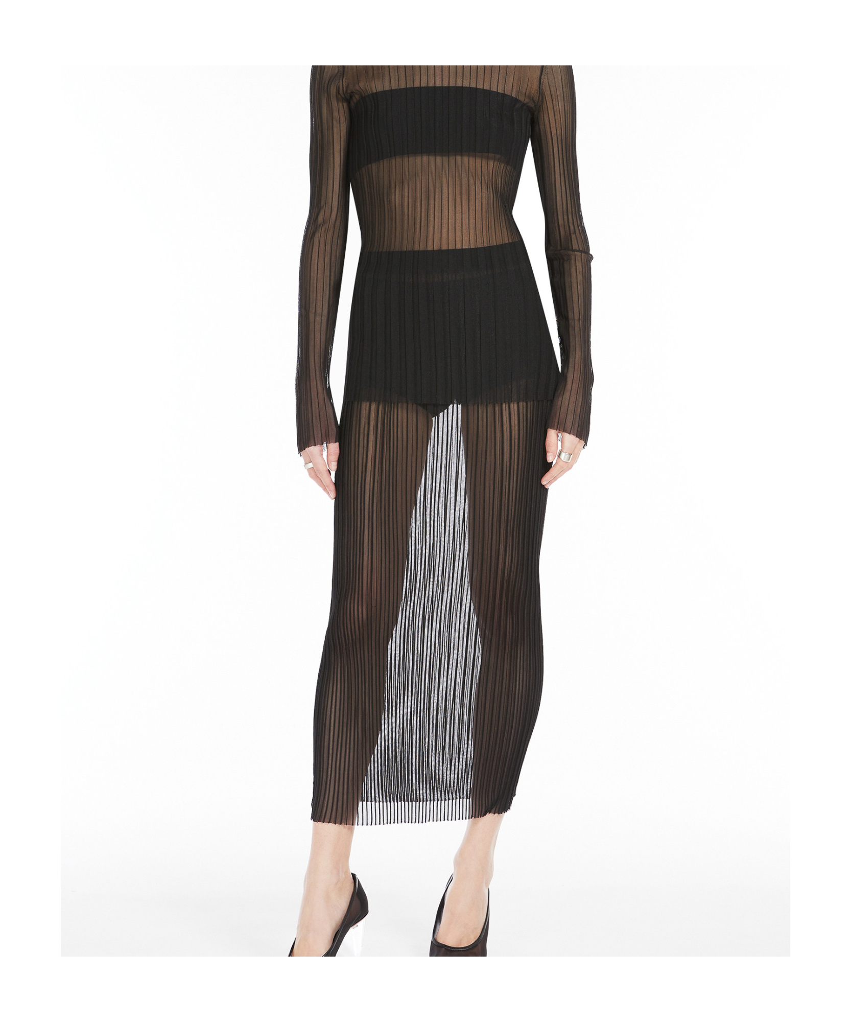 Shop Sportmax Sheer Mesh Skirt In Black